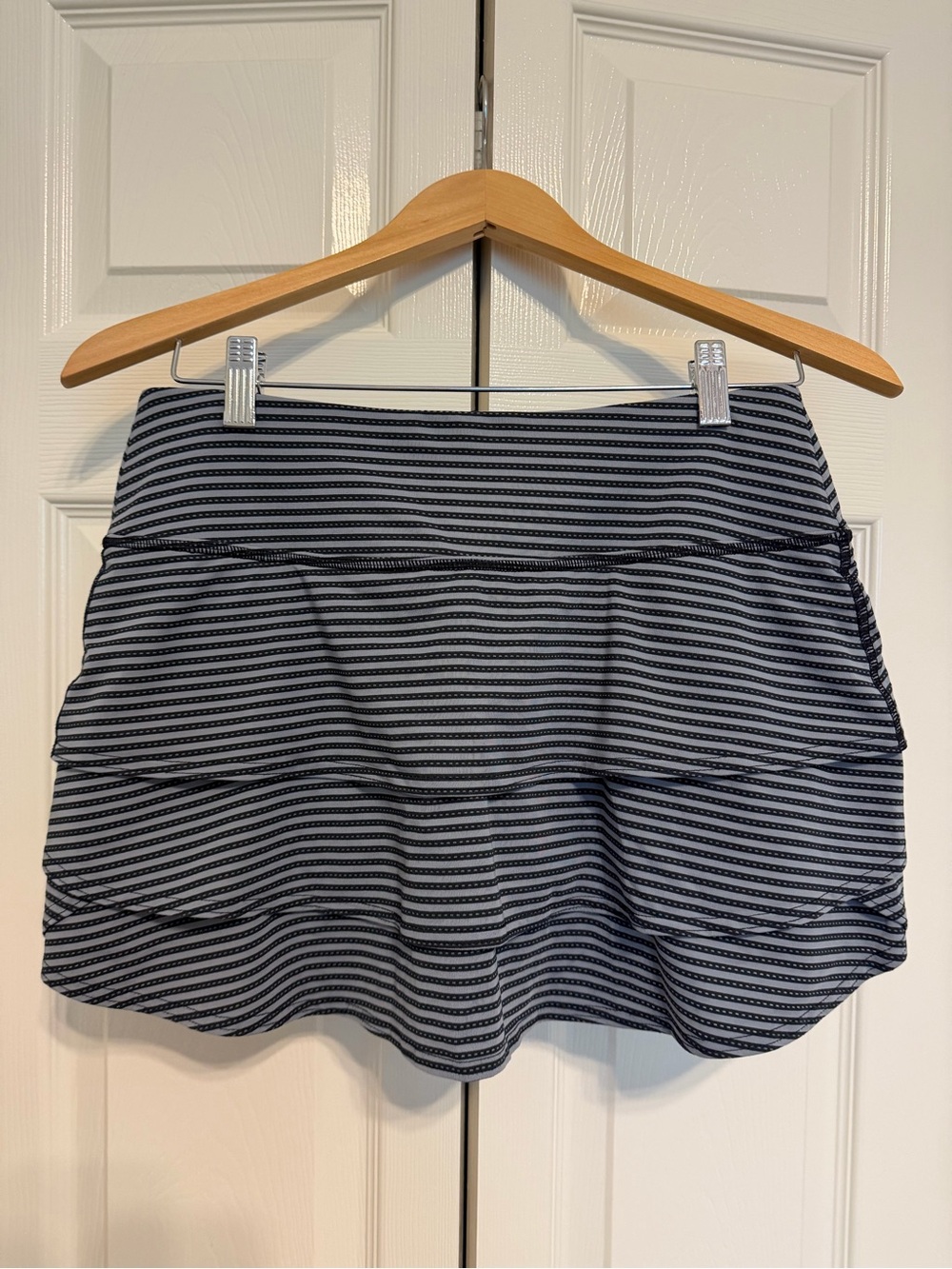 Athleta Black and White Striped Tiered Skort